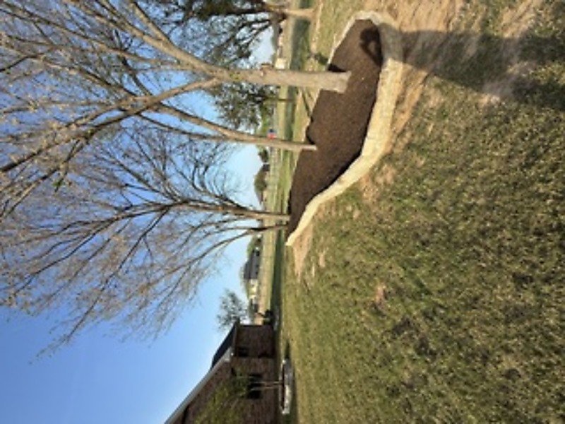 Landscaping after - finished mulch bed with border